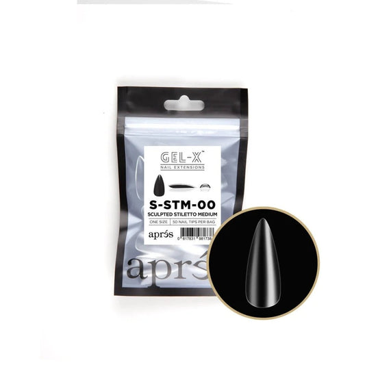 Apres Gel-X Refill Tips, clear press on nails, Sculpted Stiletto Medium (50pcs)