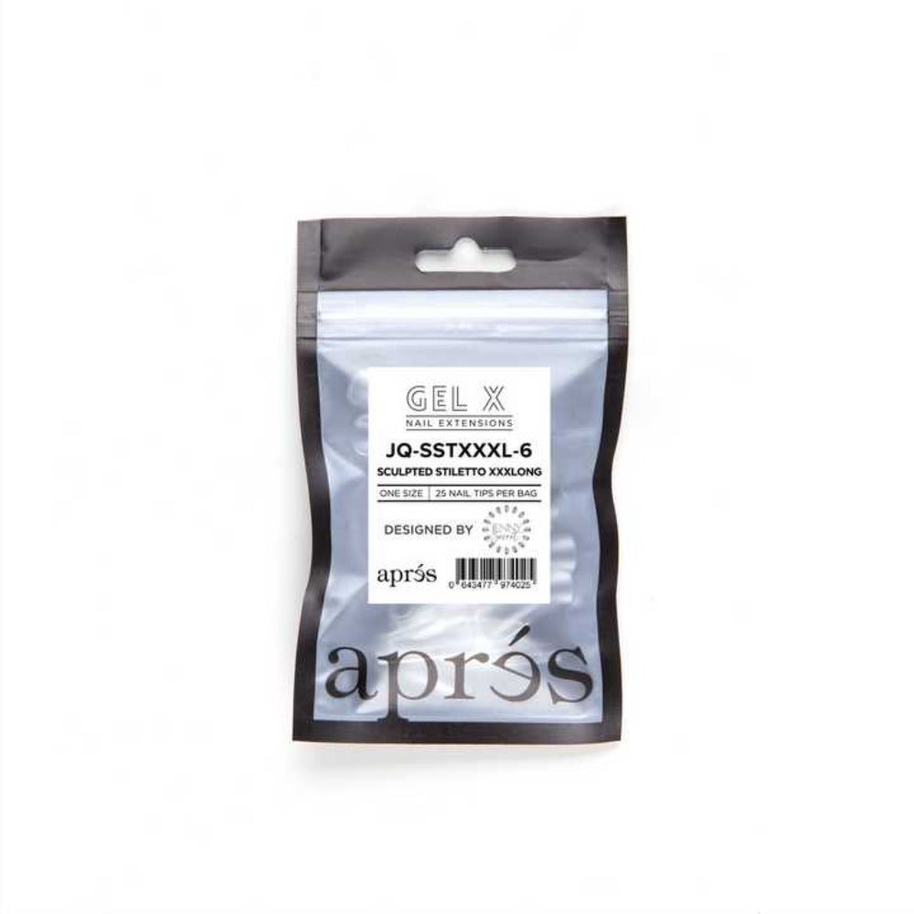 Apres Gel X Press-on Nails: Jenny Secret Refill Tips, Sculpted Stiletto XXXLong (50pcs), summer stiletto nail designs