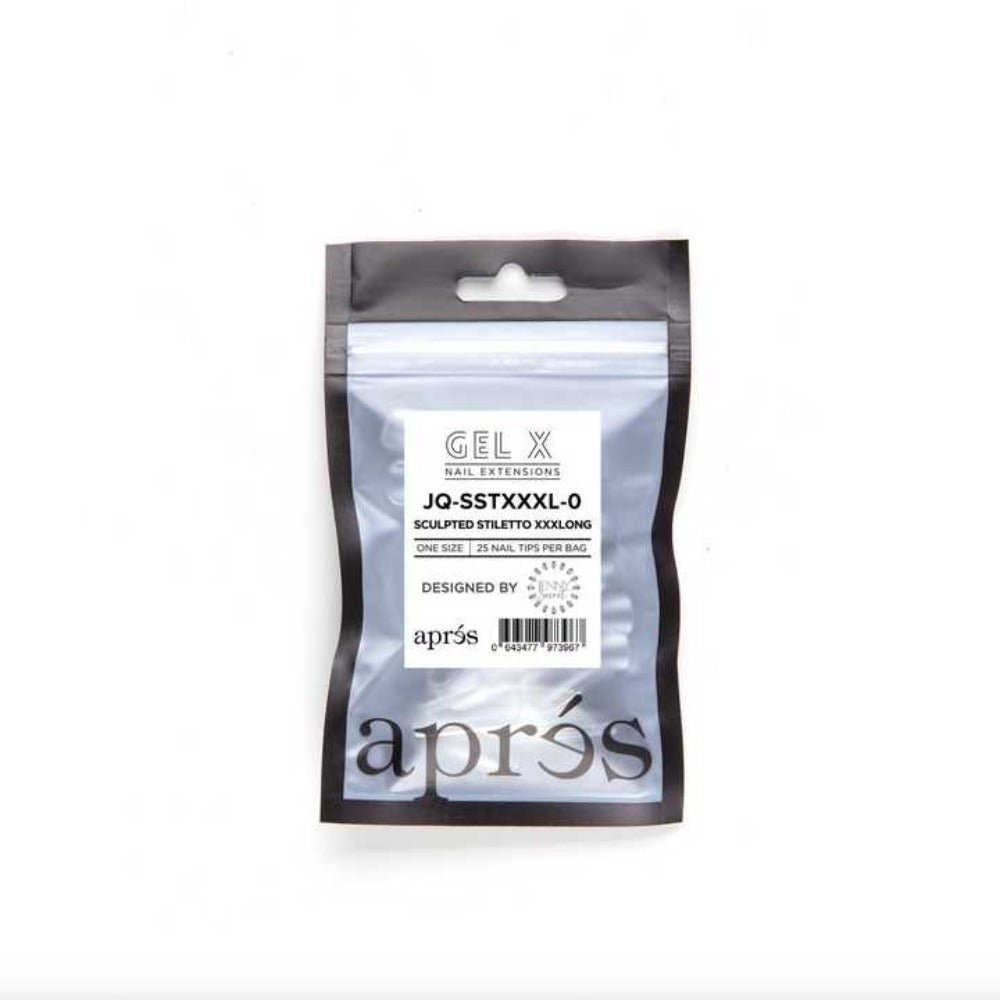 Apres Gel X Press-on Nails: Jenny Secret Refill Tips, Sculpted Stiletto XXXLong (50pcs), tiletto nails designs
