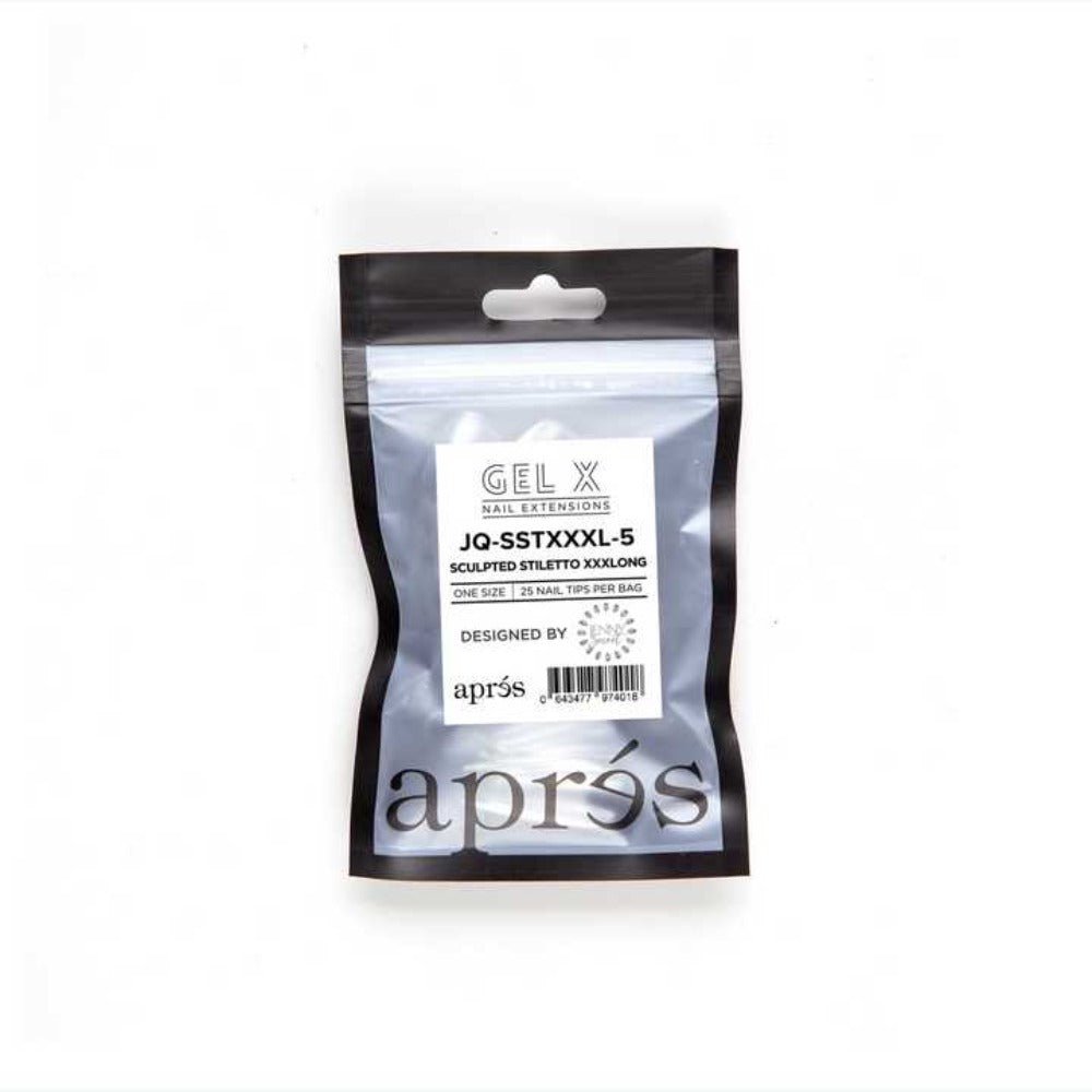 Apres Gel X Press-on Nails: Jenny Secret Refill Tips, Sculpted Stiletto XXXLong (50pcs), stiletto shaped nails