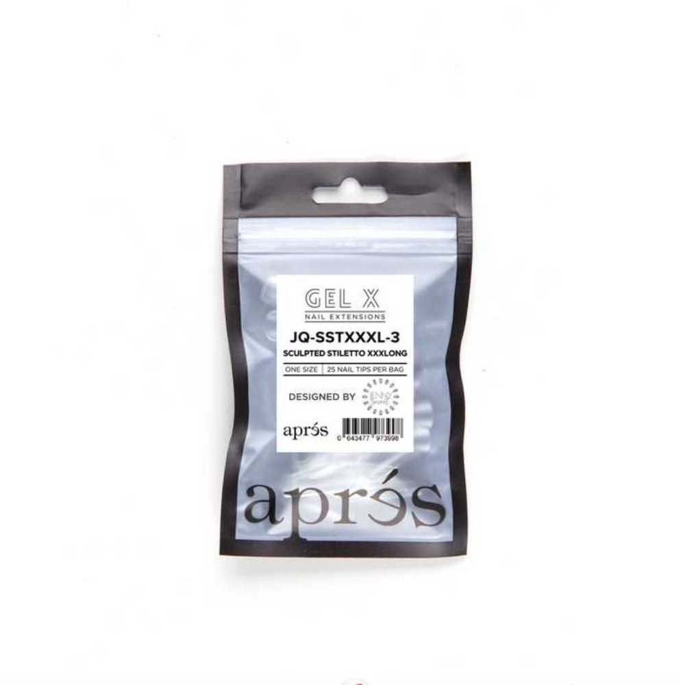 Apres Gel X Press-on Nails: Jenny Secret Refill Tips, Sculpted Stiletto XXXLong (50pcs), stiletto nude nails