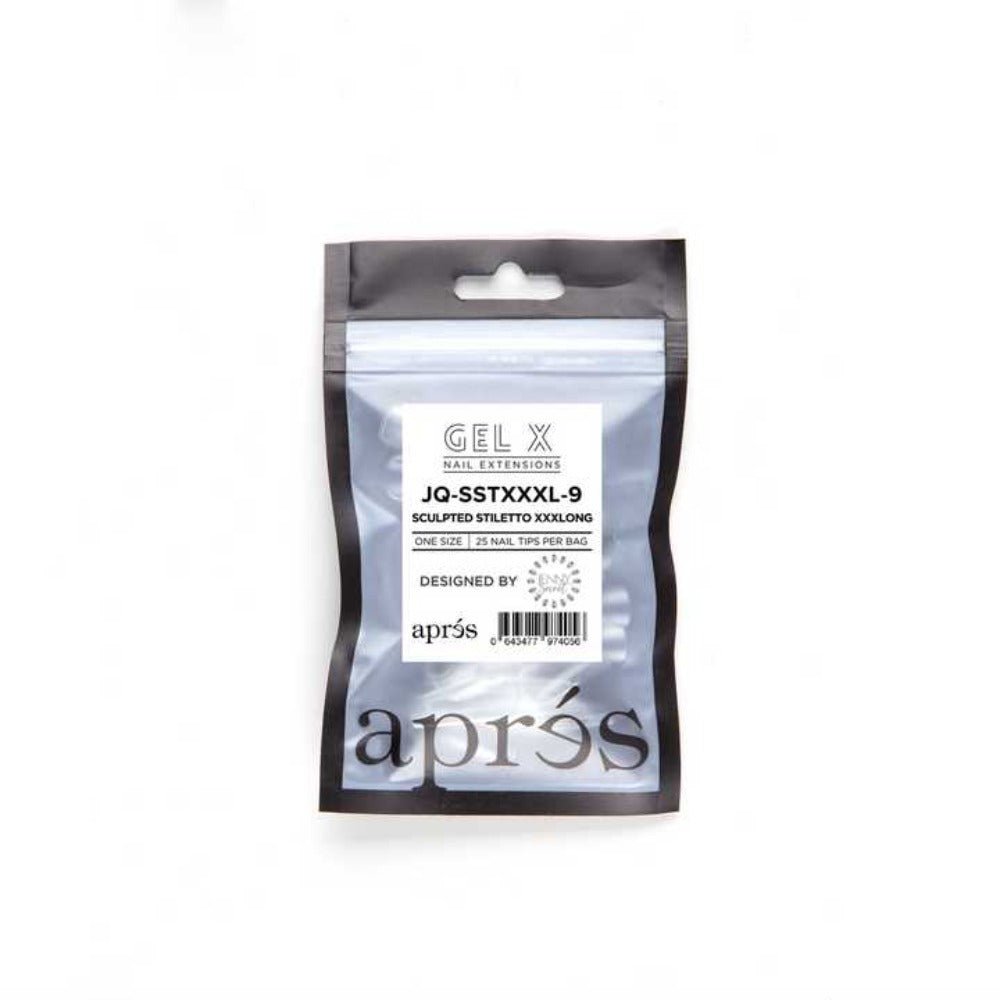 Apres Gel X Press-on Nails: Jenny Secret Refill Tips, Sculpted Stiletto XXXLong (50pcs), french tip nails stiletto